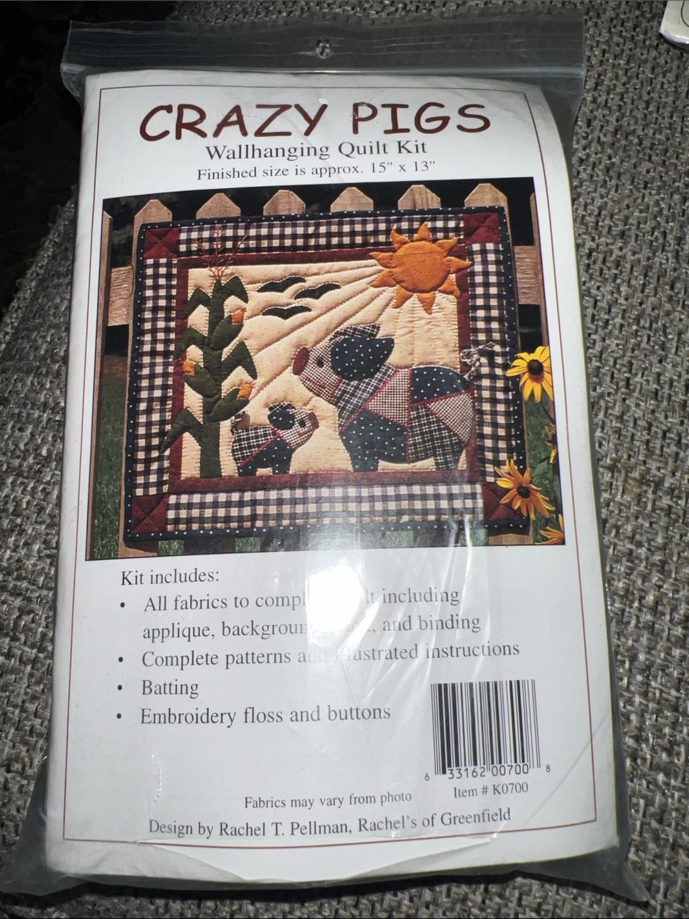 Crazy Pigs Wallhanging Quilt Kit - Brown
